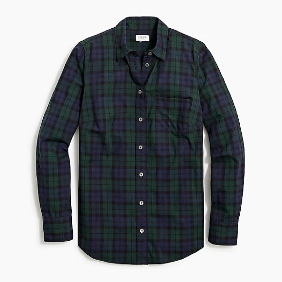 J. Crew Factory Black Watch Plaid Cotton Poplin shirt in Signature Fit - Picture 6 of 11